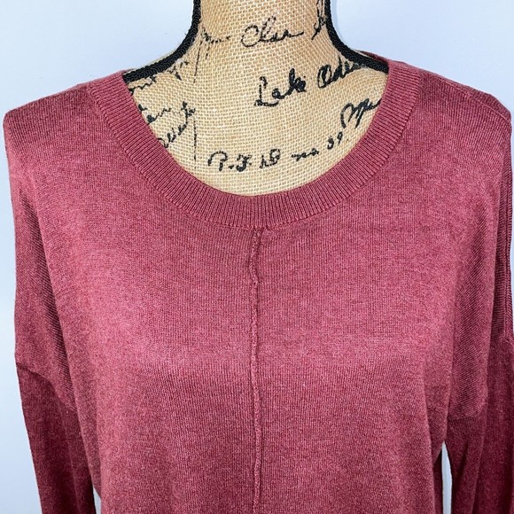 Olive & Oak Light Burgundy Rust Front Tie Sweater Long Sleeves Pullover Women XL - Picture 2 of 8